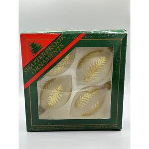 Vintage Navistar Shatterproof Christmas Ornaments Hand Painted 4 Pk Teardrop